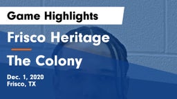 Frisco Heritage  vs The Colony  Game Highlights - Dec. 1, 2020