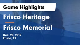 Frisco Heritage  vs Frisco Memorial  Game Highlights - Dec. 20, 2019