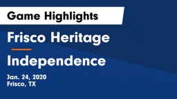 Frisco Heritage  vs Independence  Game Highlights - Jan. 24, 2020