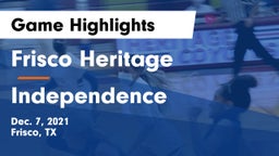 Frisco Heritage  vs Independence  Game Highlights - Dec. 7, 2021
