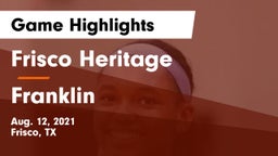 Frisco Heritage  vs Franklin  Game Highlights - Aug. 12, 2021