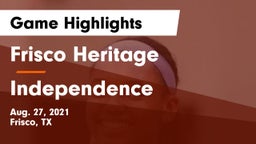 Frisco Heritage  vs Independence  Game Highlights - Aug. 27, 2021