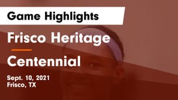 Frisco Heritage  vs Centennial  Game Highlights - Sept. 10, 2021
