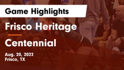 Frisco Heritage  vs Centennial  Game Highlights - Aug. 20, 2022