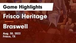 Frisco Heritage  vs Braswell  Game Highlights - Aug. 30, 2022