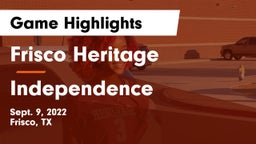 Frisco Heritage  vs Independence  Game Highlights - Sept. 9, 2022