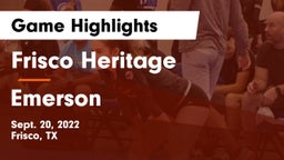 Frisco Heritage  vs Emerson Game Highlights - Sept. 20, 2022