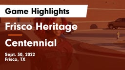 Frisco Heritage  vs Centennial  Game Highlights - Sept. 30, 2022
