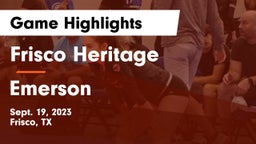 Frisco Heritage  vs Emerson  Game Highlights - Sept. 19, 2023