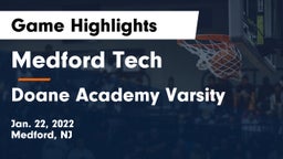 Medford Tech  vs Doane Academy Varsity Game Highlights - Jan. 22, 2022