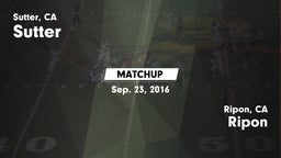 Matchup: Sutter  vs. Ripon  2016