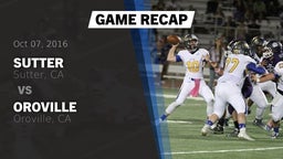 Recap: Sutter  vs. Oroville  2016