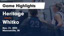 Heritage  vs Whitko  Game Highlights - Nov. 21, 2023