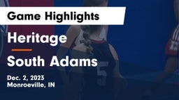 Heritage  vs South Adams  Game Highlights - Dec. 2, 2023
