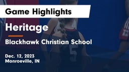 Heritage  vs Blackhawk Christian School Game Highlights - Dec. 12, 2023
