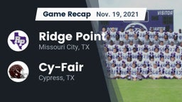 Recap: Ridge Point  vs. Cy-Fair  2021