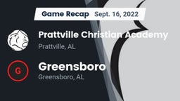 Recap: Prattville Christian Academy  vs. Greensboro  2022