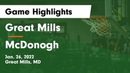 Great Mills vs McDonogh  Game Highlights - Jan. 26, 2022