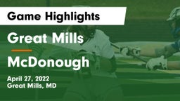 Great Mills vs McDonough Game Highlights - April 27, 2022