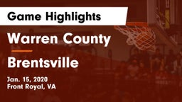 Warren County  vs Brentsville Game Highlights - Jan. 15, 2020