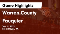 Warren County  vs Fauquier  Game Highlights - Jan. 5, 2023