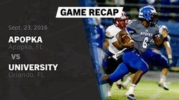 Recap: Apopka  vs. University  2016