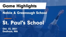 Noble & Greenough School vs St. Paul's School Game Highlights - Oct. 22, 2021
