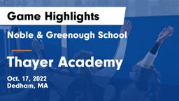 Noble & Greenough School vs Thayer Academy  Game Highlights - Oct. 17, 2022