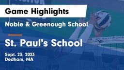 Noble & Greenough School vs St. Paul's School Game Highlights - Sept. 23, 2023