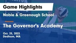Noble & Greenough School vs The Governor's Academy Game Highlights - Oct. 25, 2023