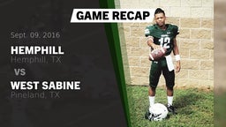 Recap: Hemphill  vs. West Sabine  2016