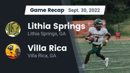 Recap: Lithia Springs  vs. Villa Rica  2022