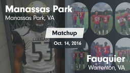 Matchup: Manassas Park High vs. Fauquier  2016