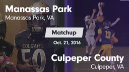 Matchup: Manassas Park High vs. Culpeper County  2016
