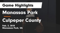 Manassas Park vs Culpeper County  Game Highlights - Feb. 2, 2018