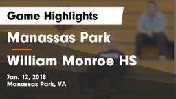 Manassas Park vs William Monroe HS Game Highlights - Jan. 12, 2018