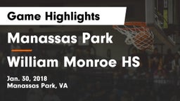 Manassas Park vs William Monroe HS Game Highlights - Jan. 30, 2018