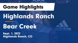 Highlands Ranch  vs Bear Creek  Game Highlights - Sept. 1, 2022