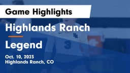 Highlands Ranch  vs Legend  Game Highlights - Oct. 10, 2023