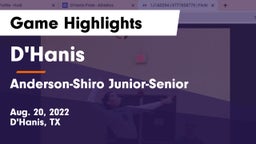 D'Hanis  vs Anderson-Shiro Junior-Senior  Game Highlights - Aug. 20, 2022