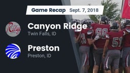 Recap: Canyon Ridge  vs. Preston  2018