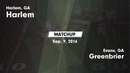 Matchup: Harlem  vs. Greenbrier  2016