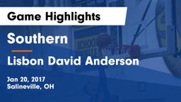Southern  vs Lisbon David Anderson  Game Highlights - Jan 20, 2017