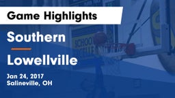 Southern  vs Lowellville  Game Highlights - Jan 24, 2017