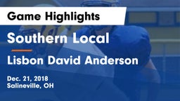 Southern Local  vs Lisbon David Anderson  Game Highlights - Dec. 21, 2018