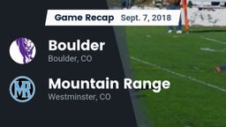 Recap: Boulder  vs. Mountain Range  2018