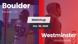 Matchup: Boulder  vs. Westminster  2020