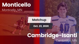 Matchup: Monticello vs. Cambridge-Isanti  2020