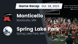 Recap: Monticello  vs. Spring Lake Park  2023