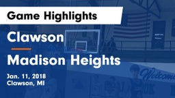 Clawson  vs Madison Heights  Game Highlights - Jan. 11, 2018